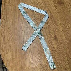 Vintage Japanese silk embroidered kimono sash Obi belt floral pattern sequins